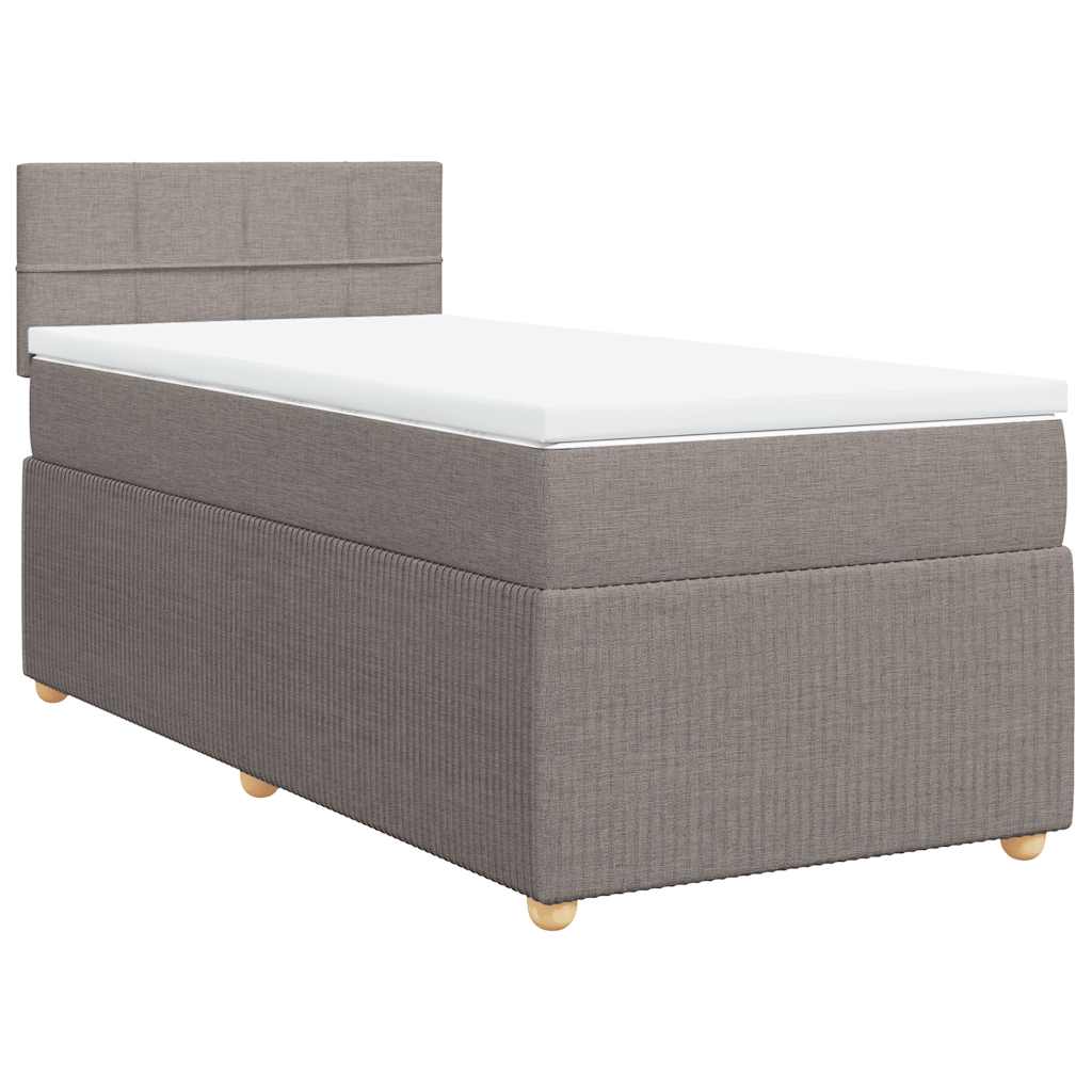 Κρεβάτι Boxspring με Στρώμα Taupe 80x200 εκ. Υφασμάτινο