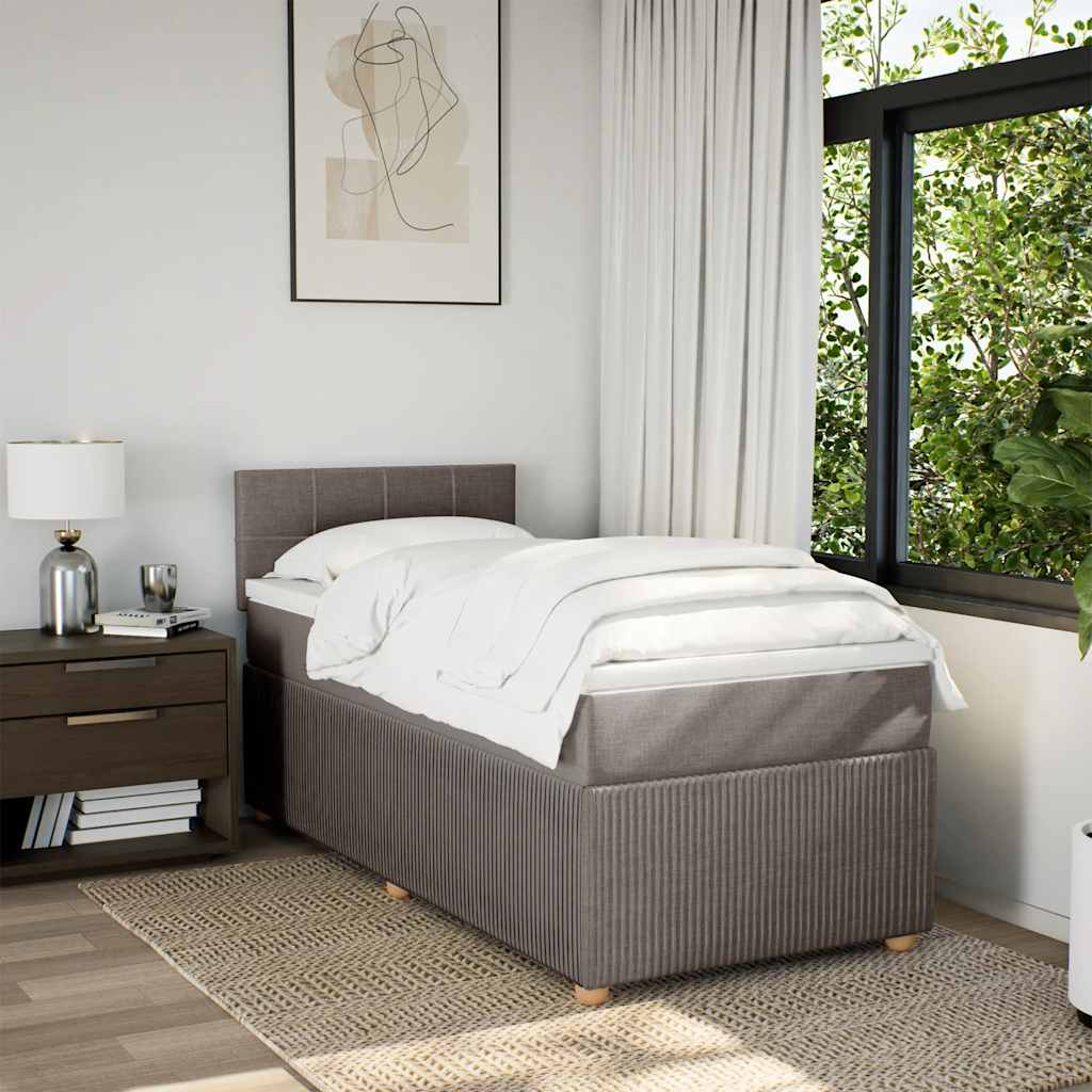 Κρεβάτι Boxspring με Στρώμα Taupe 80x200 εκ. Υφασμάτινο