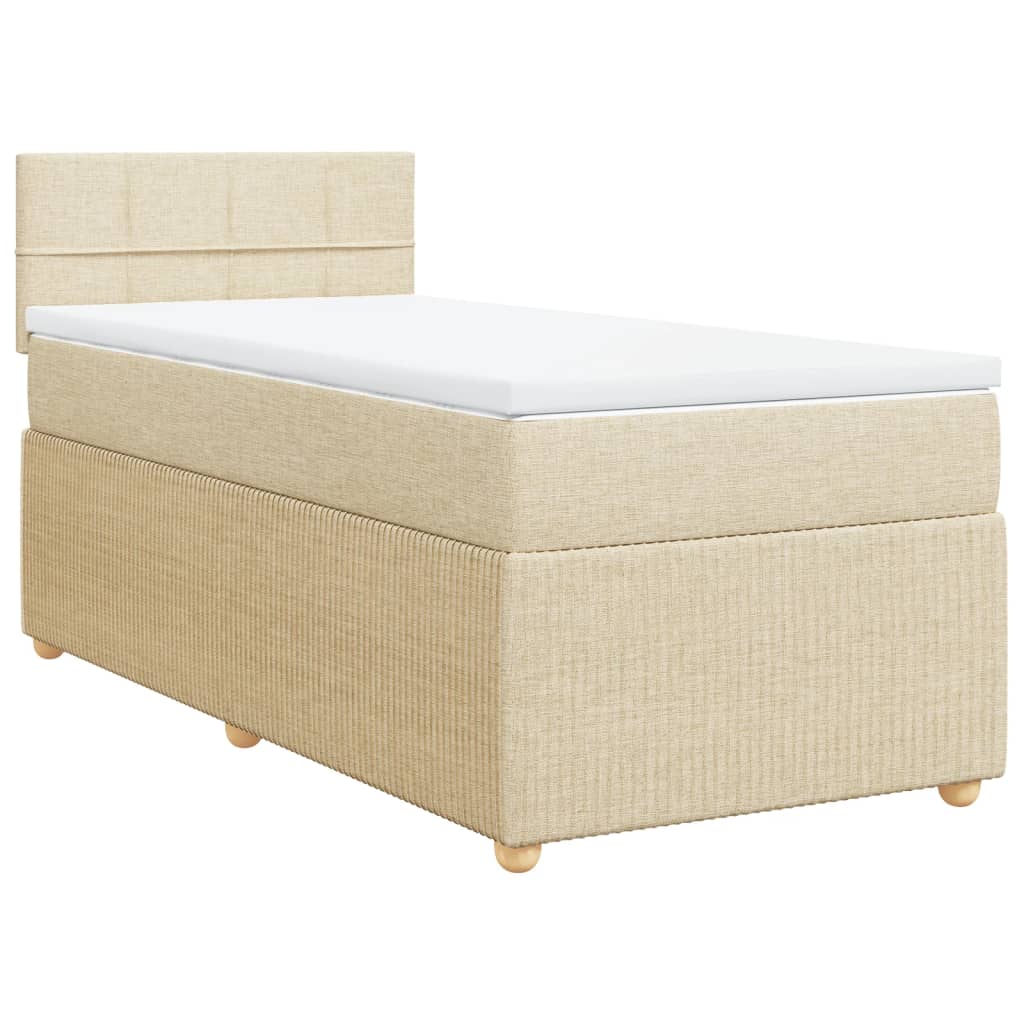 Κρεβάτι Boxspring με Στρώμα Κρεμ 80 x 200 εκ. Υφασμάτινο