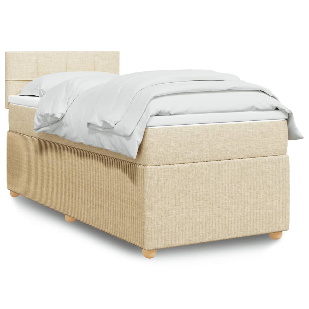 Κρεβάτι Boxspring με Στρώμα Κρεμ 80 x 200 εκ. Υφασμάτινο