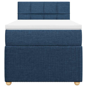 Κρεβάτι Boxspring με Στρώμα Μπλε 80x200 εκ. Υφασμάτινο