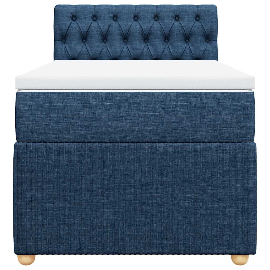 Κρεβάτι Boxspring με Στρώμα Μπλε 80x200 εκ. Υφασμάτινο