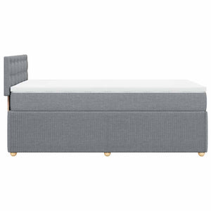 Κρεβάτι Boxspring με Στρώμα Ανοιχτό Γκρι 80x200 εκ. Υφασμάτινο - Pakobazaar
