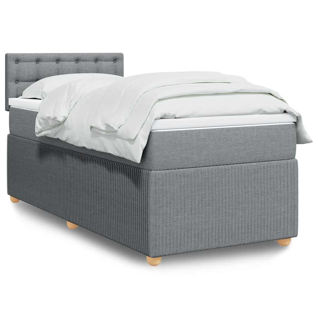 Κρεβάτι Boxspring με Στρώμα Ανοιχτό Γκρι 80x200 εκ. Υφασμάτινο - Pakobazaar