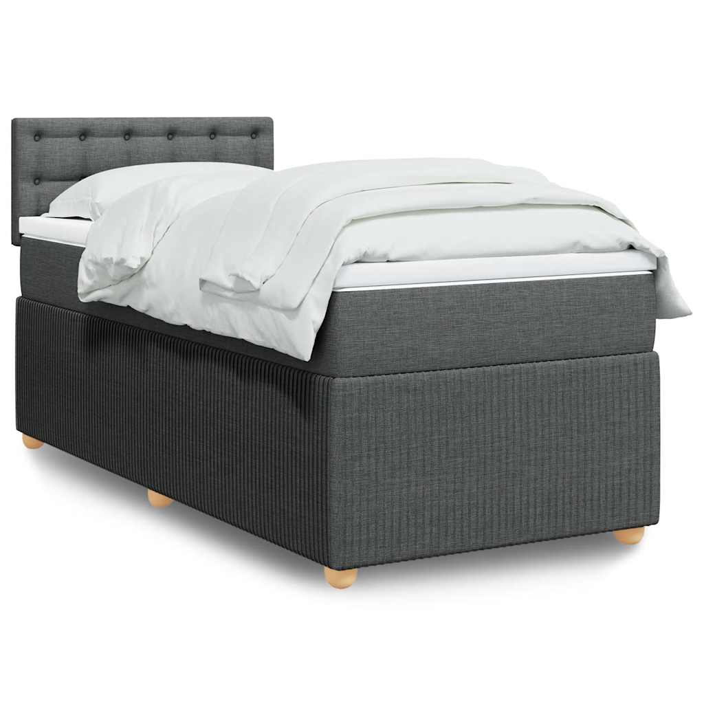 Κρεβάτι Boxspring με Στρώμα Σκούρο Γκρι 80x200 εκ. Υφασμάτινο - Pakobazaar