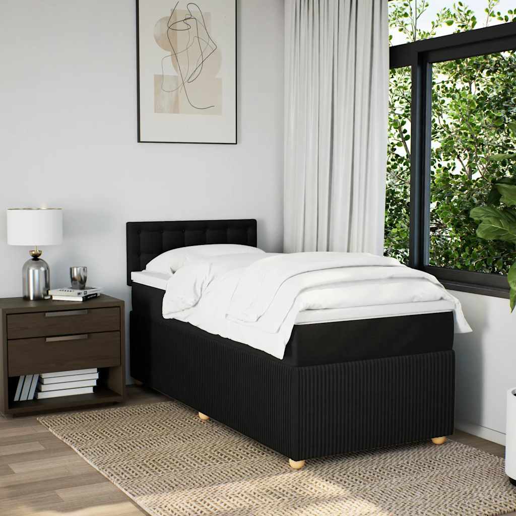 Κρεβάτι Boxspring με Στρώμα Μαύρο 80 x 200 εκ. Υφασμάτινο - Pakobazaar
