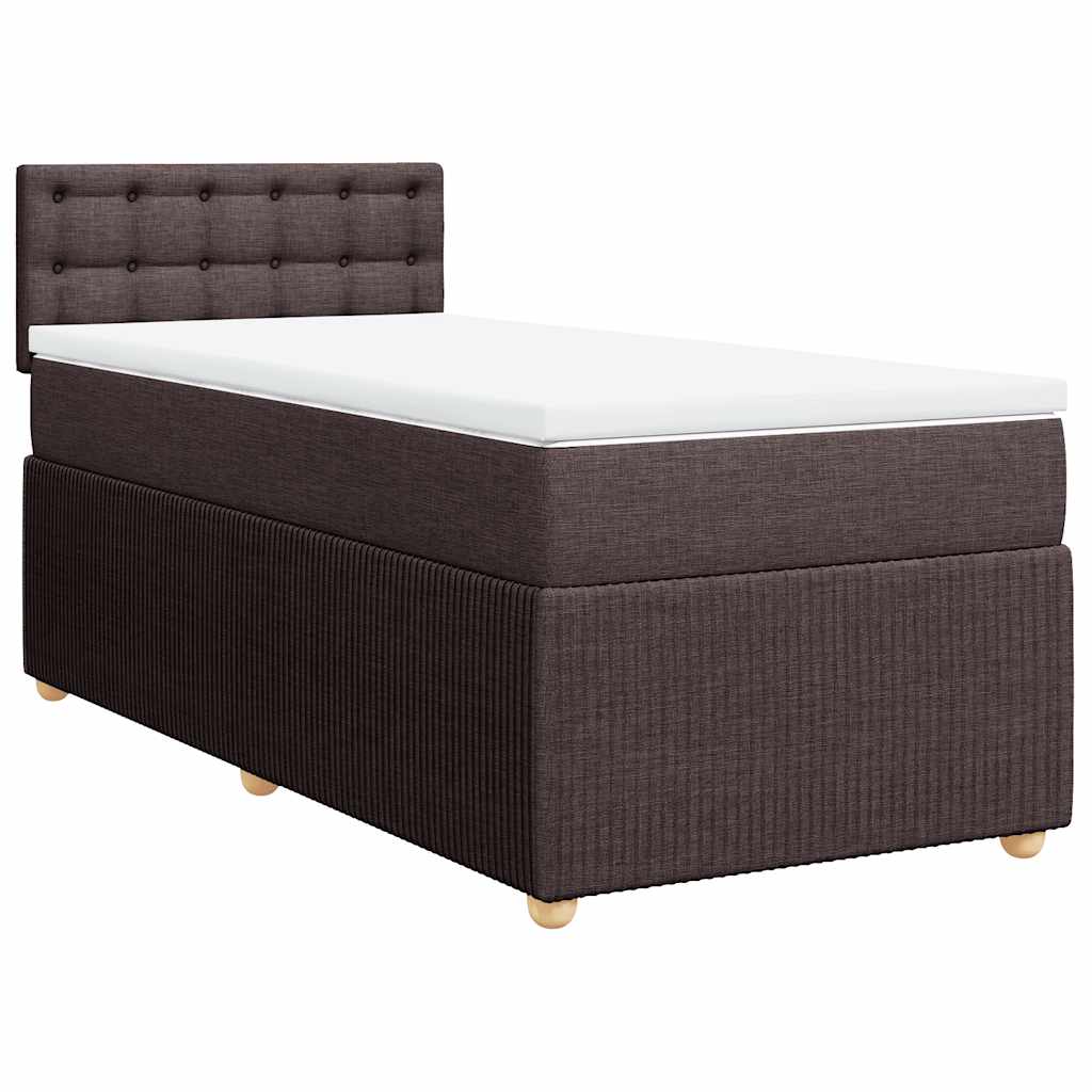 Κρεβάτι Boxspring με Στρώμα Σκούρο Καφέ 80x200 εκ. Υφασμάτινο