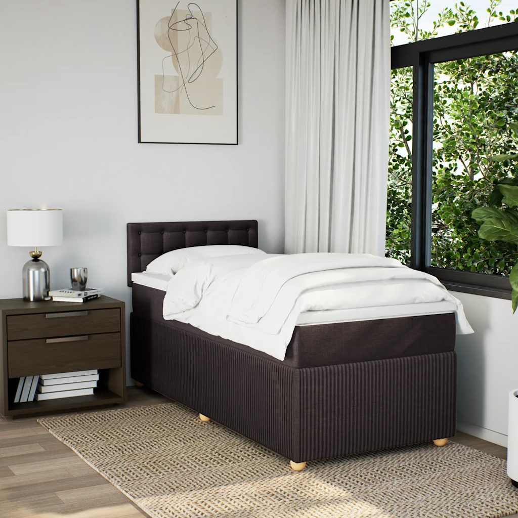 Κρεβάτι Boxspring με Στρώμα Σκούρο Καφέ 80x200 εκ. Υφασμάτινο