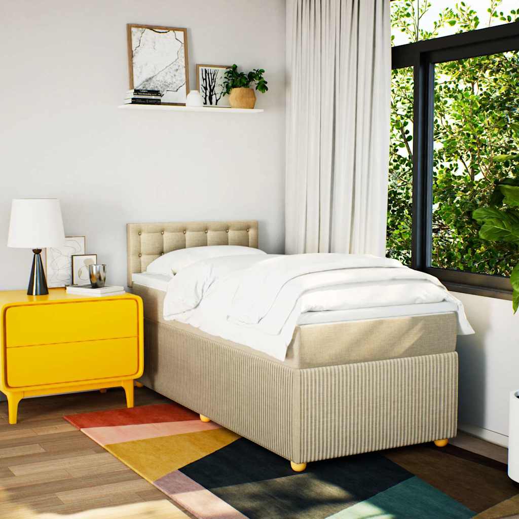 Κρεβάτι Boxspring με Στρώμα Κρεμ 80 x 200 εκ. Υφασμάτινο