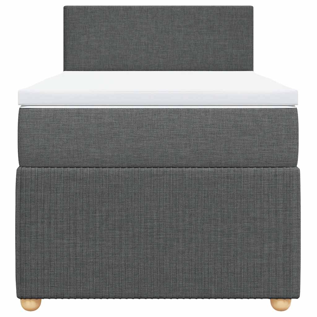 Κρεβάτι Boxspring με Στρώμα Σκούρο Γκρι 90x190 εκ. Υφασμάτινο - Pakobazaar