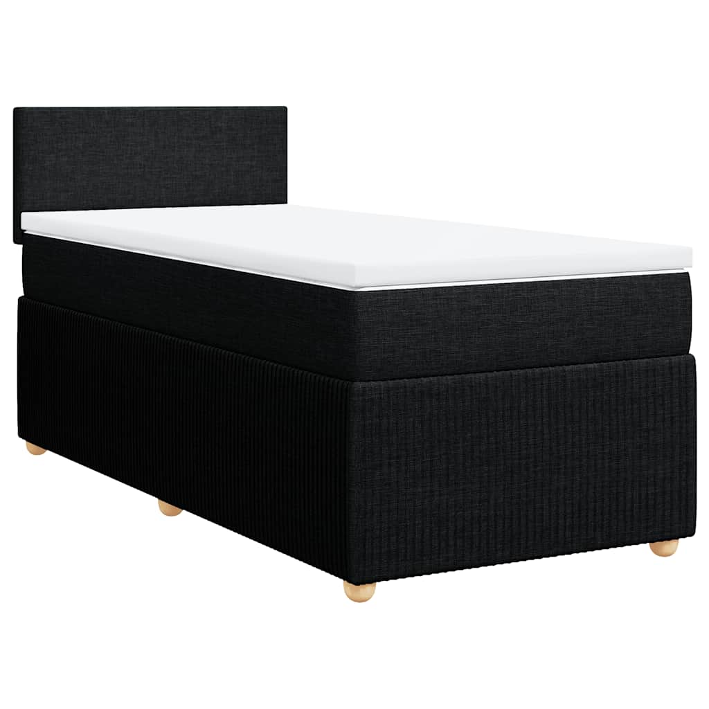 Κρεβάτι Boxspring με Στρώμα Μαύρο 90x190 εκ.Υφασμάτινο - Pakobazaar