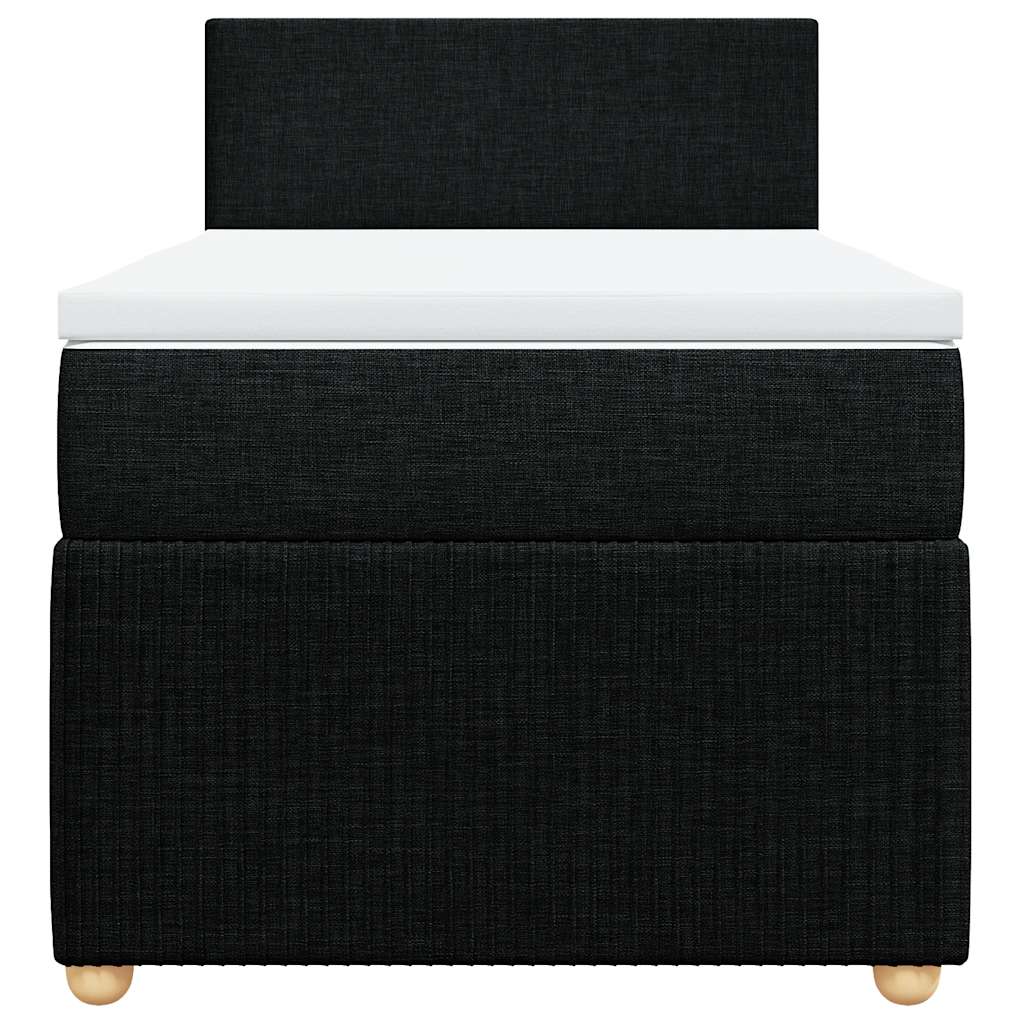 Κρεβάτι Boxspring με Στρώμα Μαύρο 90x190 εκ.Υφασμάτινο - Pakobazaar