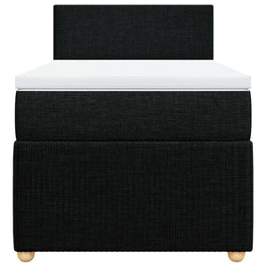 Κρεβάτι Boxspring με Στρώμα Μαύρο 90x190 εκ.Υφασμάτινο - Pakobazaar