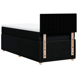 Κρεβάτι Boxspring με Στρώμα Μαύρο 90x190 εκ.Υφασμάτινο - Pakobazaar