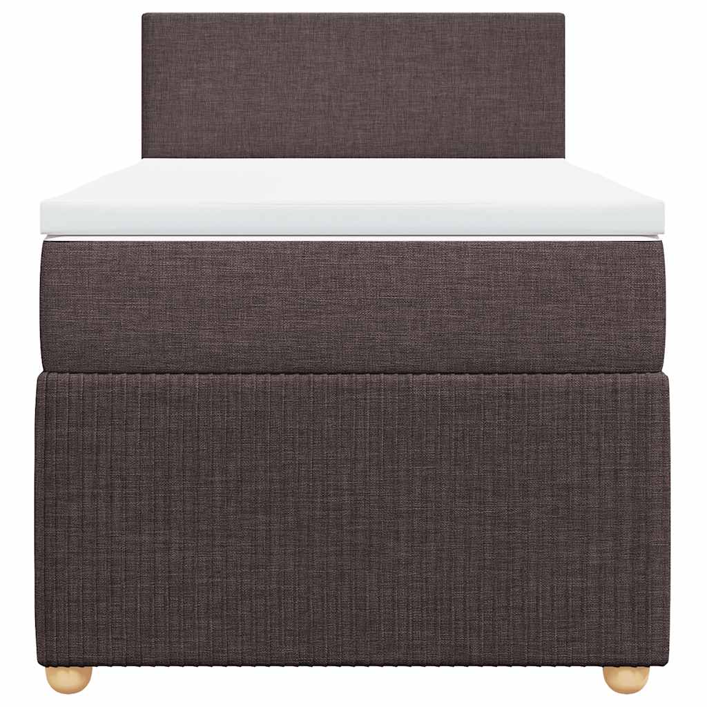 Κρεβάτι Boxspring με Στρώμα Σκούρο Καφέ 90x190 εκ. Υφασμάτινο