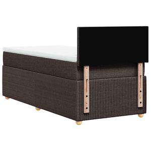 Κρεβάτι Boxspring με Στρώμα Σκούρο Καφέ 90x190 εκ. Υφασμάτινο