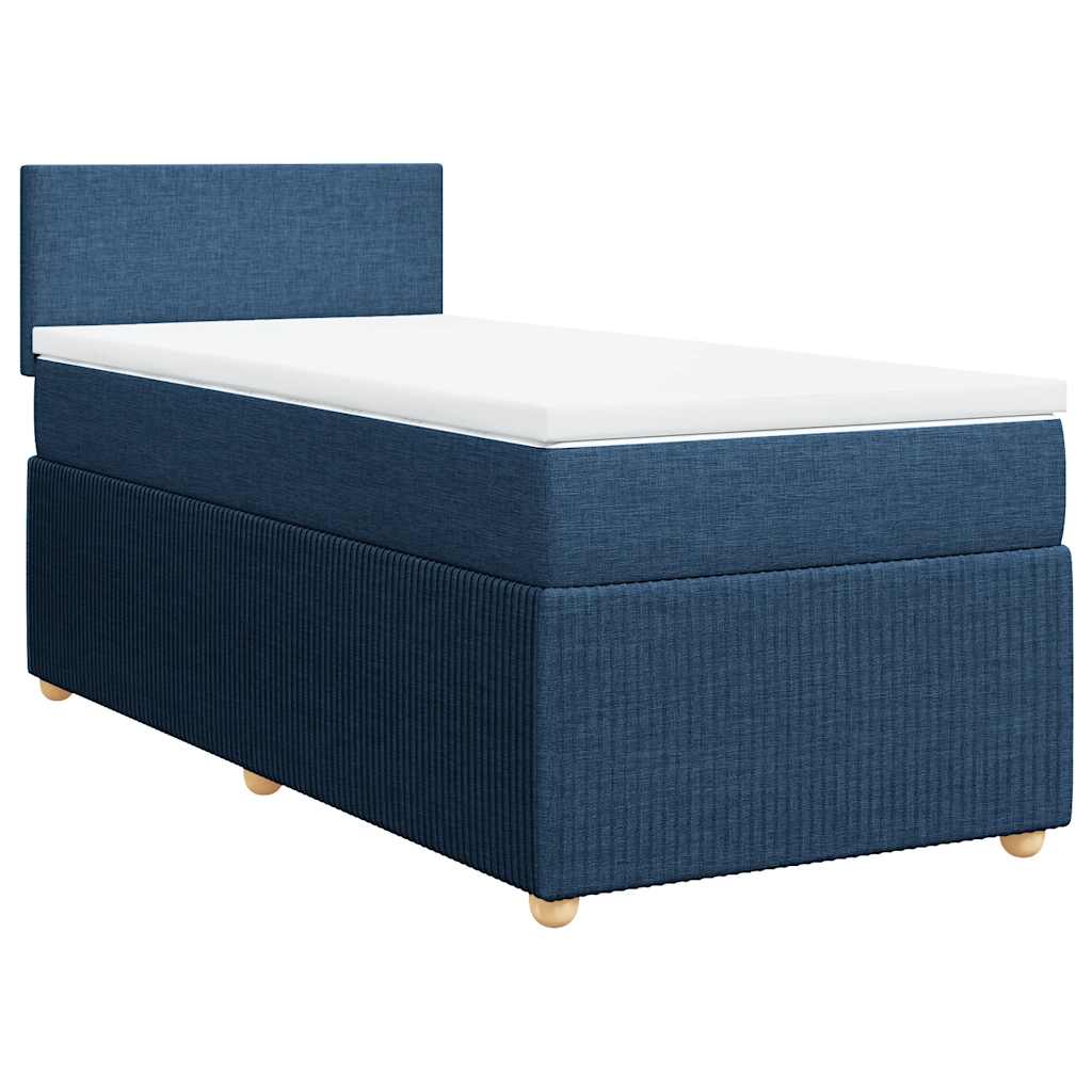 Κρεβάτι Boxspring με Στρώμα Μπλε 90x190 εκ.Υφασμάτινο