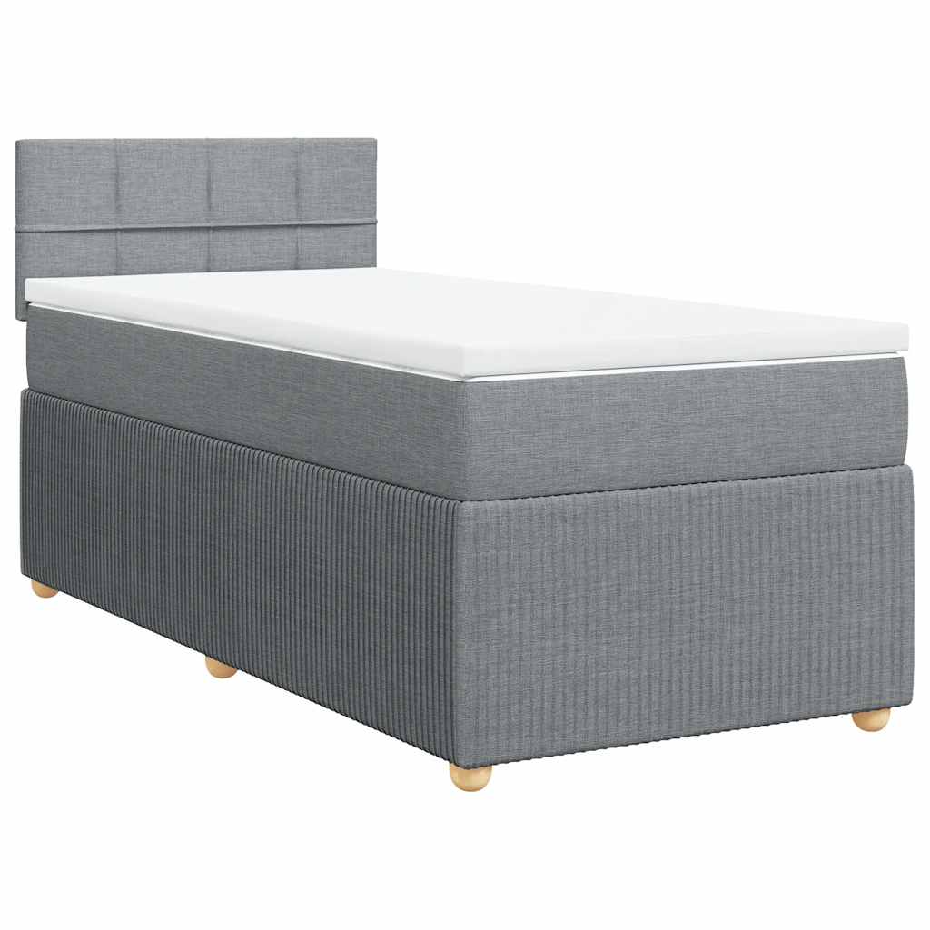 Κρεβάτι Boxspring με Στρώμα Ανοιχτό Γκρι 90x190 εκ. Υφασμάτινο - Pakobazaar