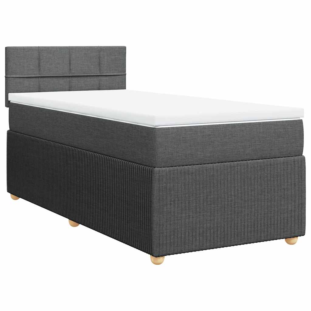 Κρεβάτι Boxspring με Στρώμα Σκούρο Γκρι 90x190 εκ. Υφασμάτινο