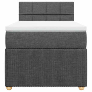 Κρεβάτι Boxspring με Στρώμα Σκούρο Γκρι 90x190 εκ. Υφασμάτινο