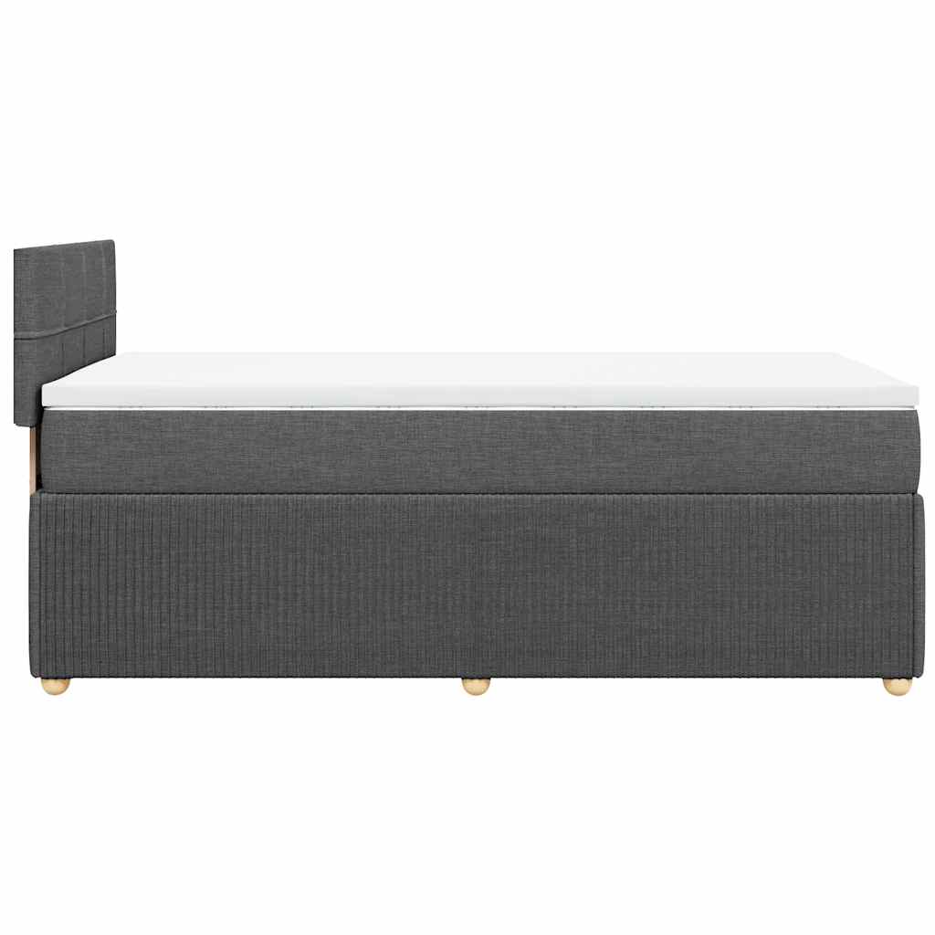 Κρεβάτι Boxspring με Στρώμα Σκούρο Γκρι 90x190 εκ. Υφασμάτινο