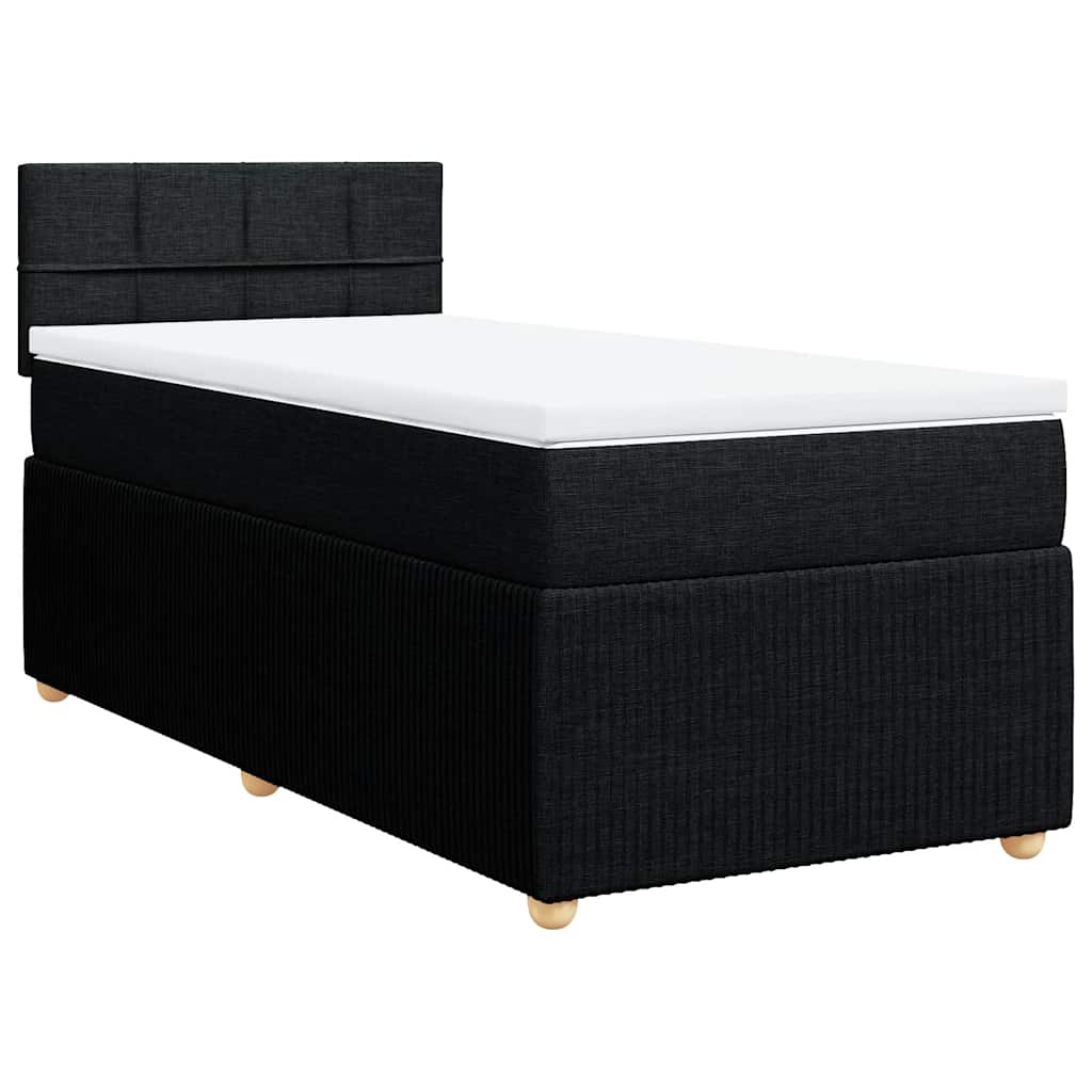 Κρεβάτι Boxspring με Στρώμα Μαύρο 90x190 εκ.Υφασμάτινο - Pakobazaar