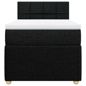 Κρεβάτι Boxspring με Στρώμα Μαύρο 90x190 εκ.Υφασμάτινο - Pakobazaar