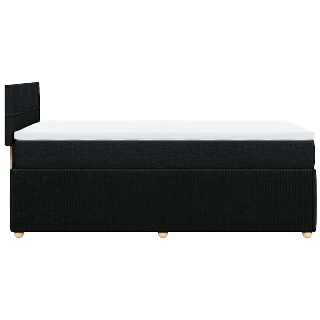 Κρεβάτι Boxspring με Στρώμα Μαύρο 90x190 εκ.Υφασμάτινο - Pakobazaar