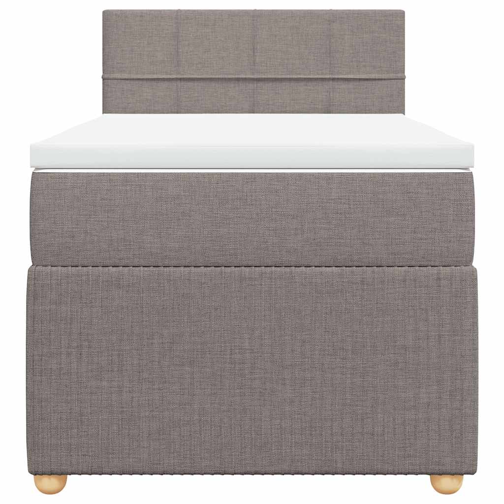 Κρεβάτι Boxspring με Στρώμα Taupe 90x190 εκ.Υφασμάτινο - Pakobazaar
