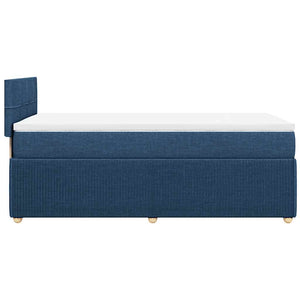 Κρεβάτι Boxspring με Στρώμα Μπλε 90x190 εκ.Υφασμάτινο