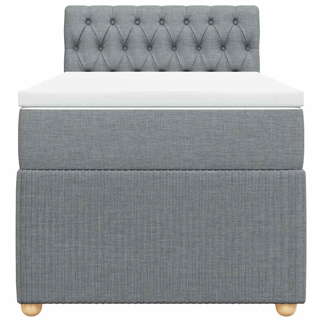 Κρεβάτι Boxspring με Στρώμα Ανοιχτό Γκρι 90x190 εκ. Υφασμάτινο - Pakobazaar