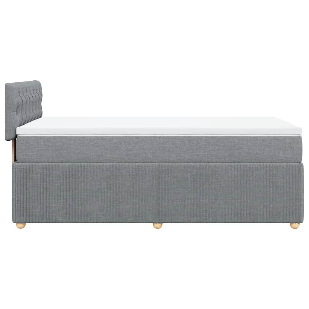Κρεβάτι Boxspring με Στρώμα Ανοιχτό Γκρι 90x190 εκ. Υφασμάτινο - Pakobazaar