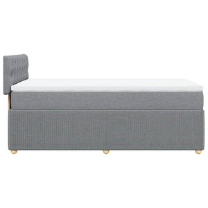 Κρεβάτι Boxspring με Στρώμα Ανοιχτό Γκρι 90x190 εκ. Υφασμάτινο - Pakobazaar