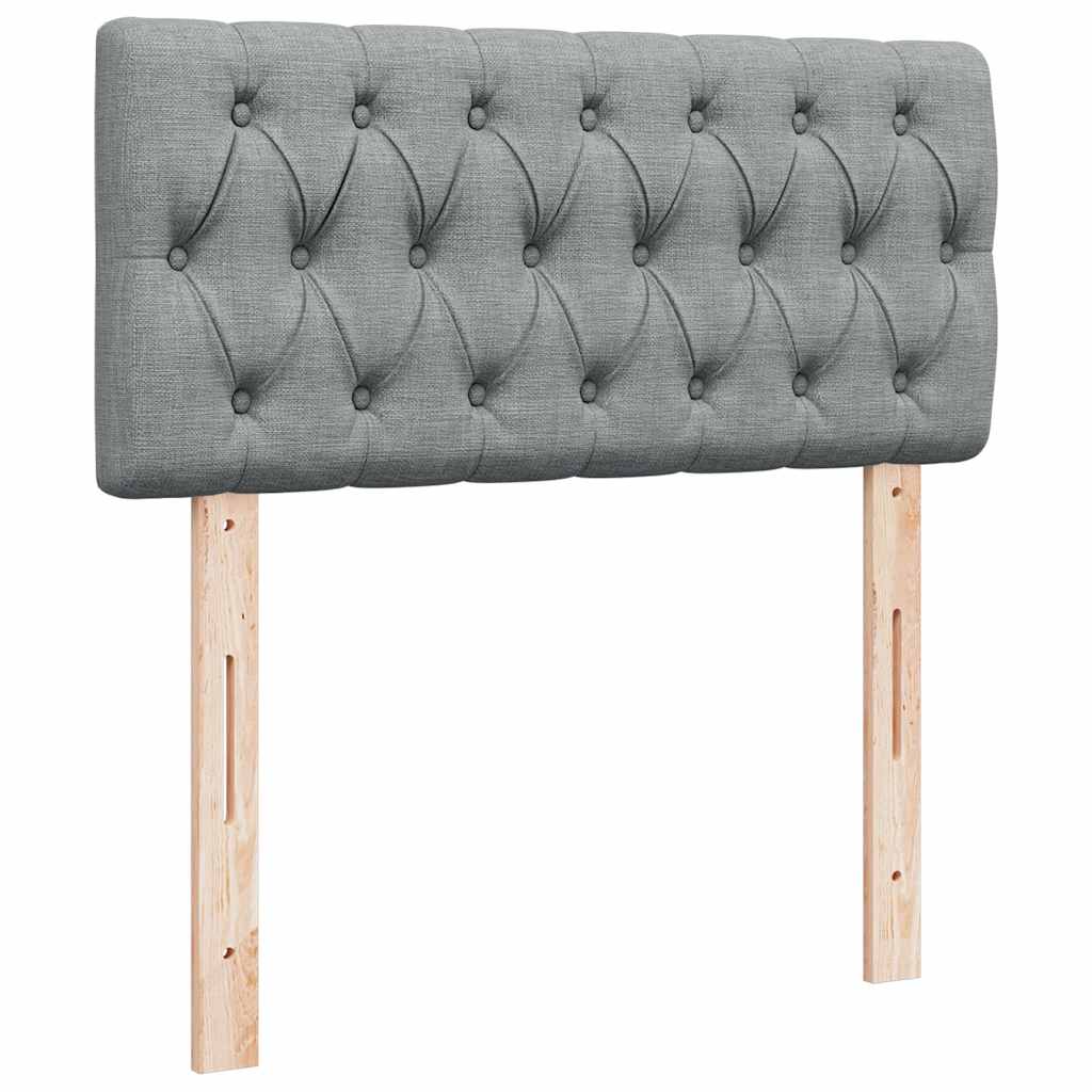 Κρεβάτι Boxspring με Στρώμα Ανοιχτό Γκρι 90x190 εκ. Υφασμάτινο - Pakobazaar