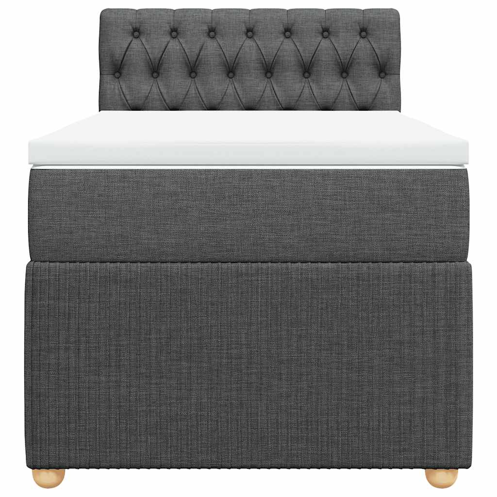 Κρεβάτι Boxspring με Στρώμα Σκούρο Γκρι 90x190 εκ. Υφασμάτινο - Pakobazaar
