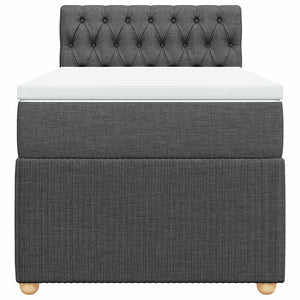 Κρεβάτι Boxspring με Στρώμα Σκούρο Γκρι 90x190 εκ. Υφασμάτινο - Pakobazaar