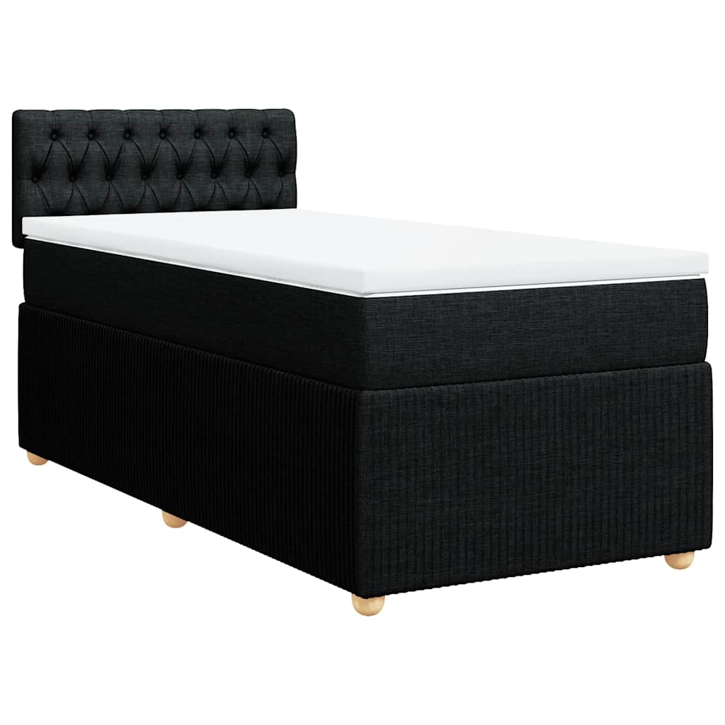 Κρεβάτι Boxspring με Στρώμα Μαύρο 90x190 εκ.Υφασμάτινο - Pakobazaar