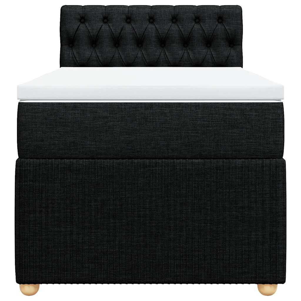 Κρεβάτι Boxspring με Στρώμα Μαύρο 90x190 εκ.Υφασμάτινο - Pakobazaar