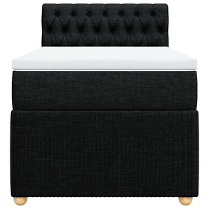 Κρεβάτι Boxspring με Στρώμα Μαύρο 90x190 εκ.Υφασμάτινο - Pakobazaar
