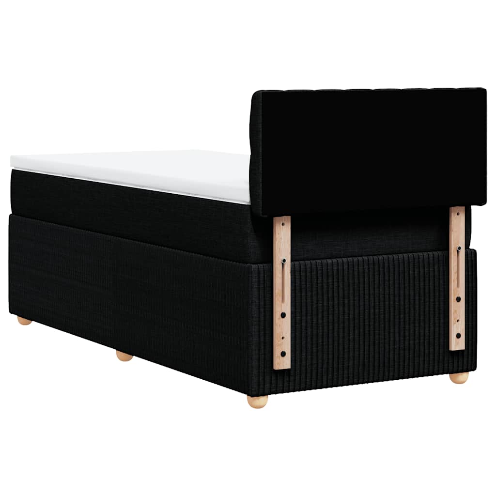 Κρεβάτι Boxspring με Στρώμα Μαύρο 90x190 εκ.Υφασμάτινο - Pakobazaar