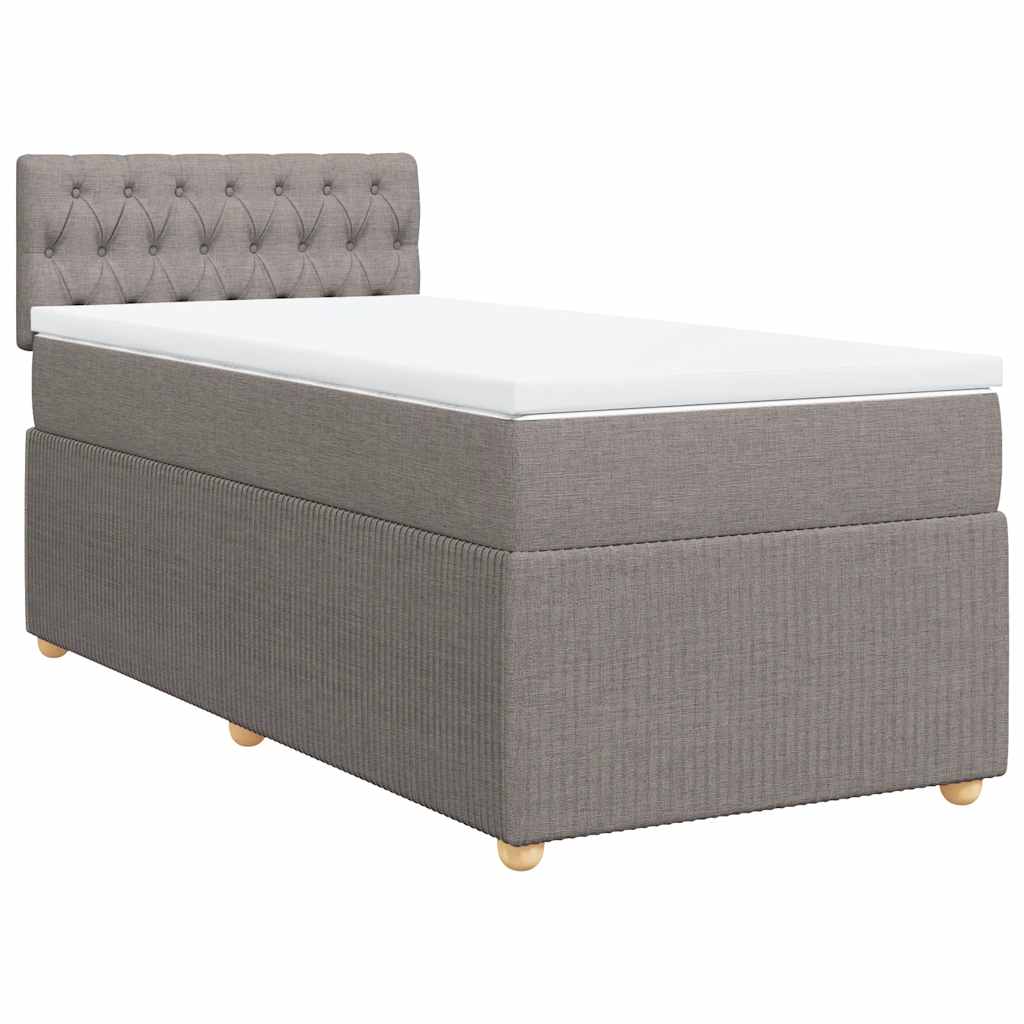 Κρεβάτι Boxspring με Στρώμα Taupe 90x190 εκ.Υφασμάτινο - Pakobazaar