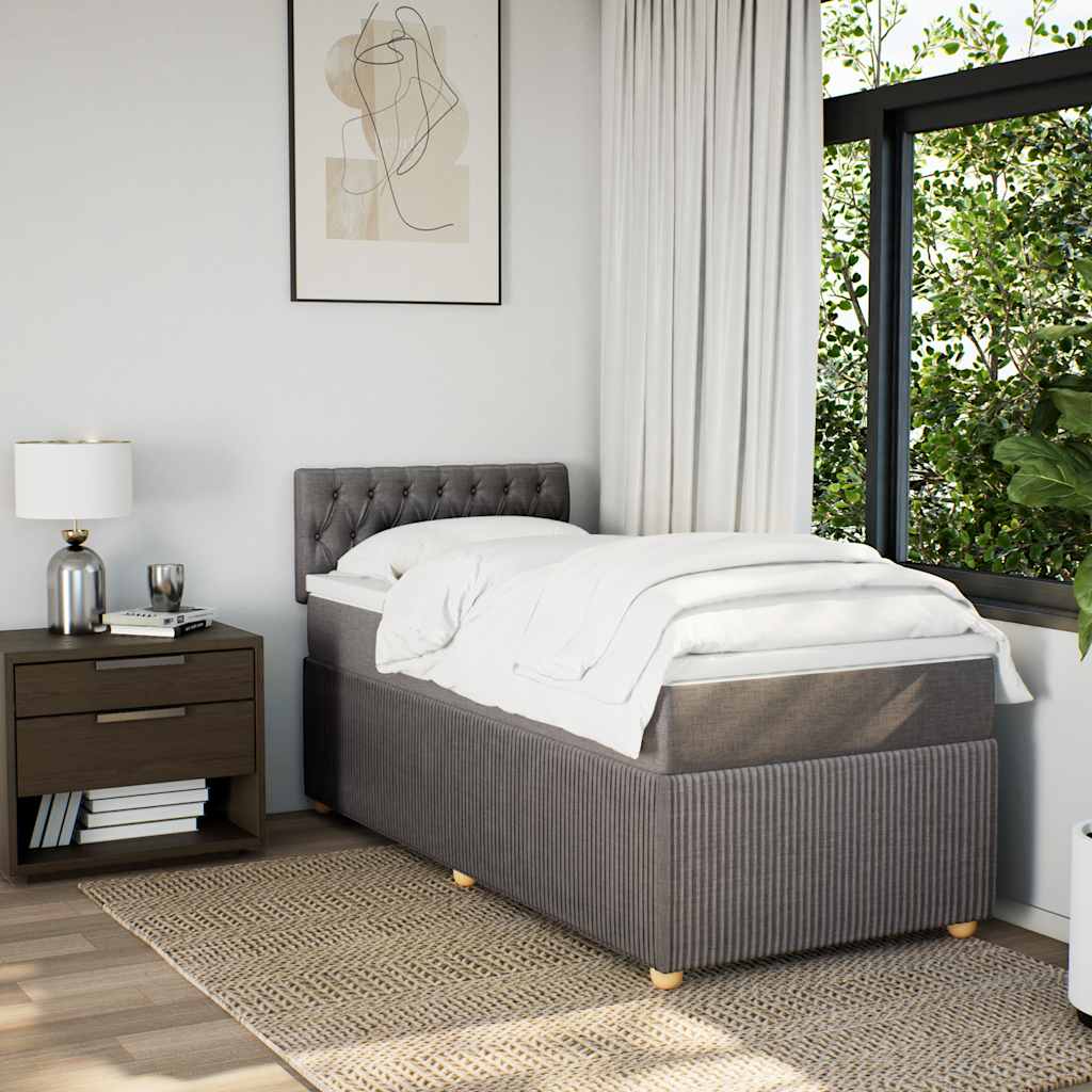Κρεβάτι Boxspring με Στρώμα Taupe 90x190 εκ.Υφασμάτινο - Pakobazaar