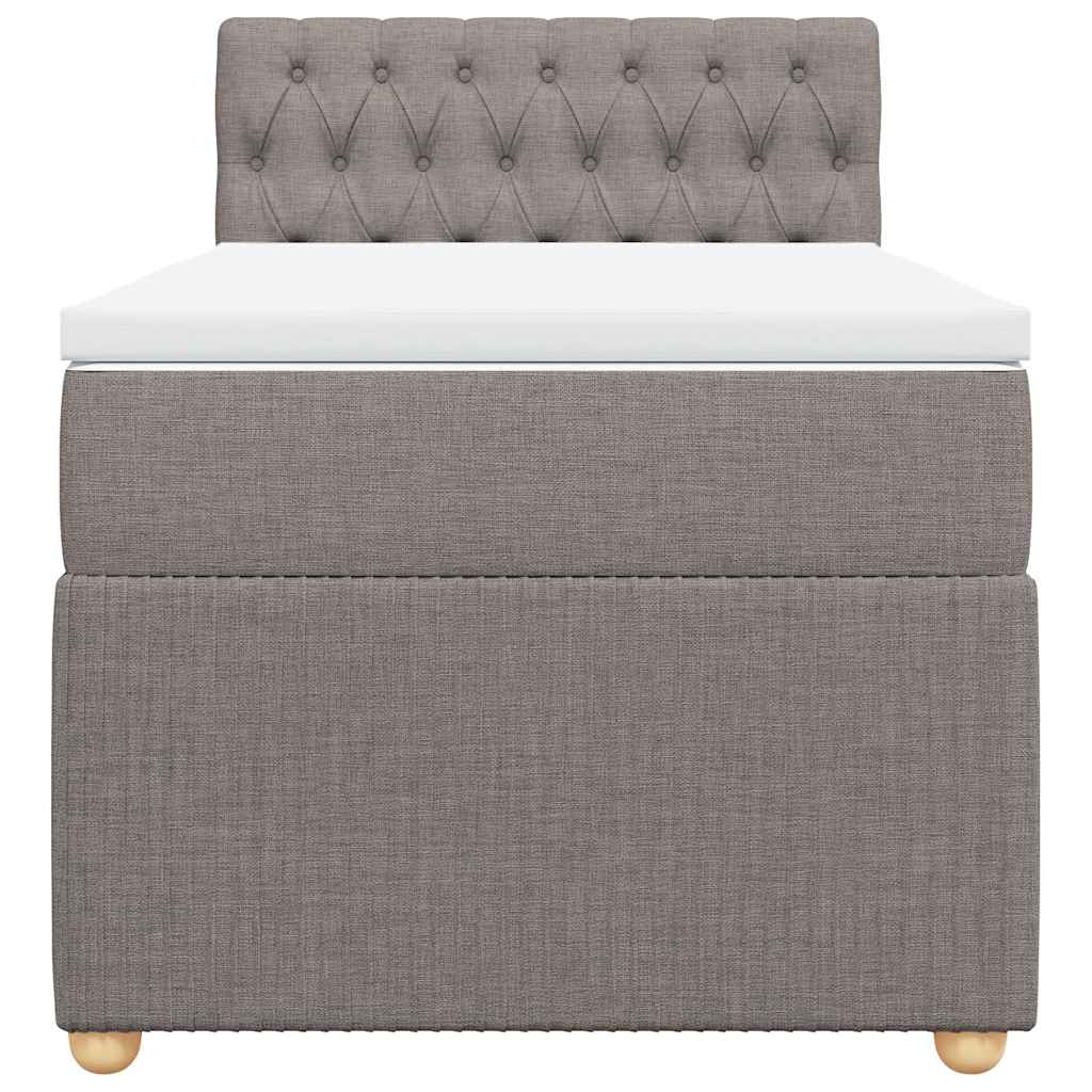 Κρεβάτι Boxspring με Στρώμα Taupe 90x190 εκ.Υφασμάτινο - Pakobazaar