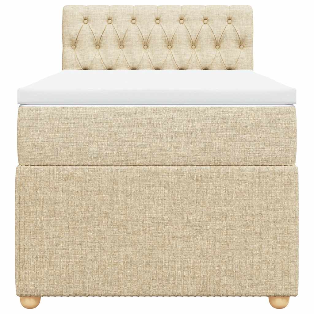 Κρεβάτι Boxspring με Στρώμα Κρεμ 90x190 εκ.Υφασμάτινο - Pakobazaar
