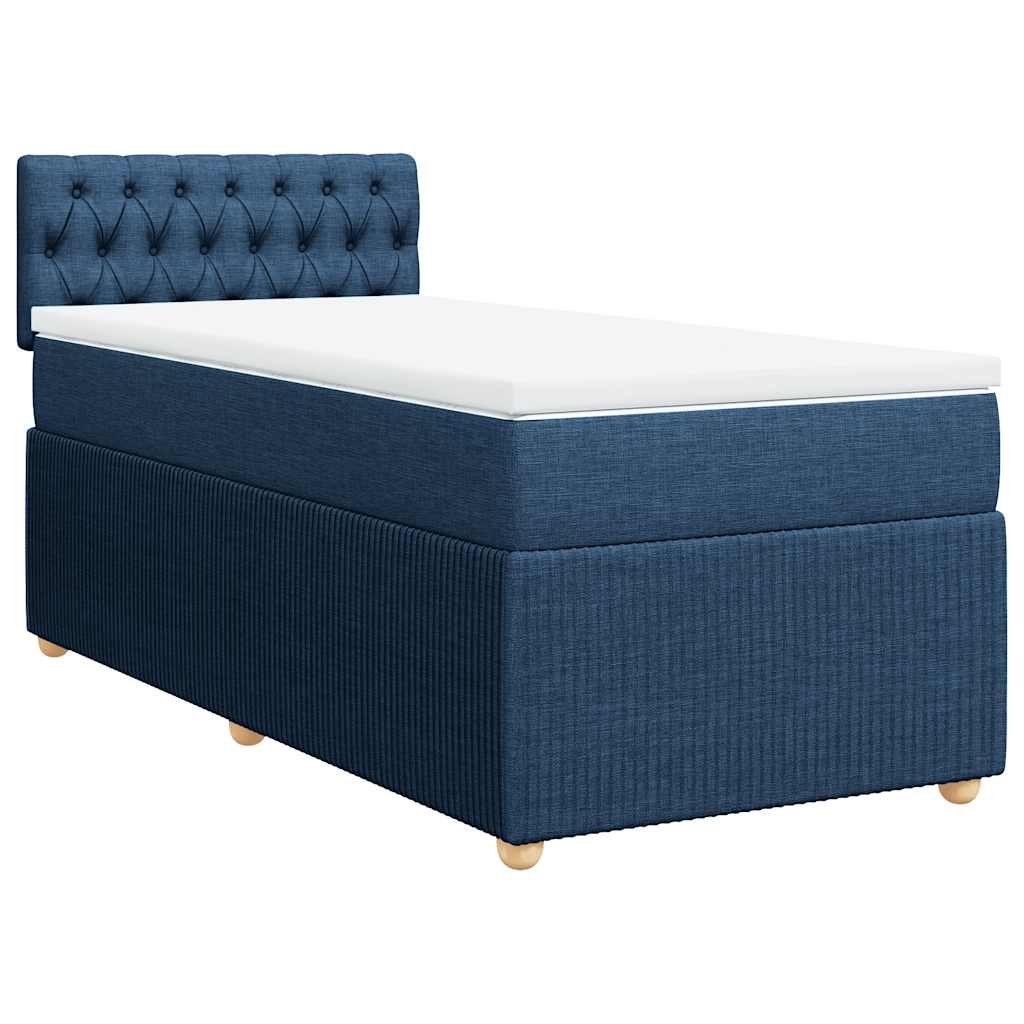 Κρεβάτι Boxspring με Στρώμα Μπλε 90x190 εκ.Υφασμάτινο - Pakobazaar