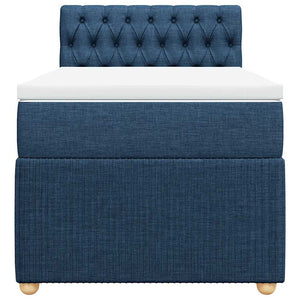 Κρεβάτι Boxspring με Στρώμα Μπλε 90x190 εκ.Υφασμάτινο - Pakobazaar