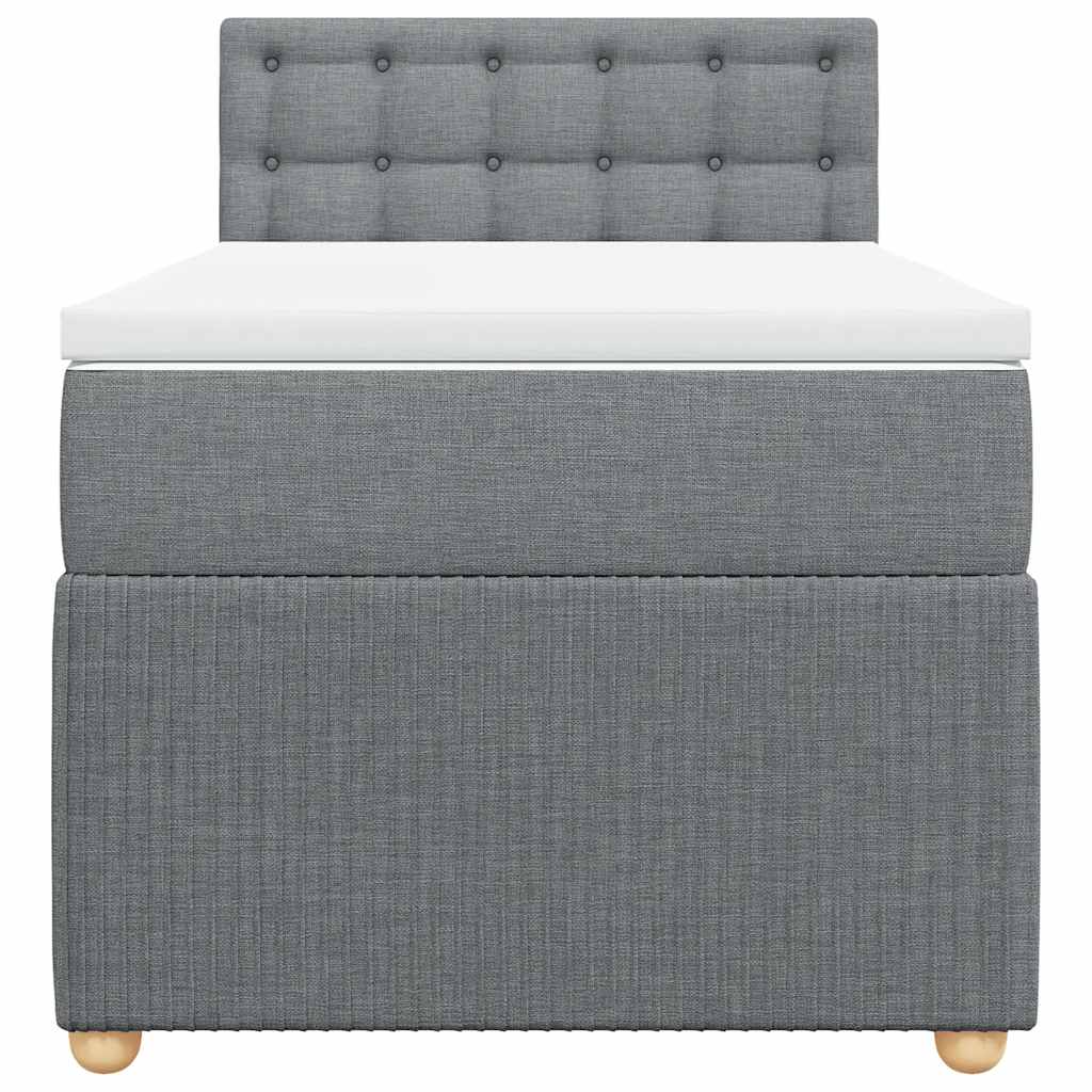 Κρεβάτι Boxspring με Στρώμα Ανοιχτό Γκρι 90x190 εκ. Υφασμάτινο - Pakobazaar