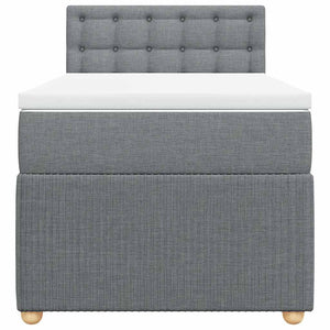 Κρεβάτι Boxspring με Στρώμα Ανοιχτό Γκρι 90x190 εκ. Υφασμάτινο - Pakobazaar