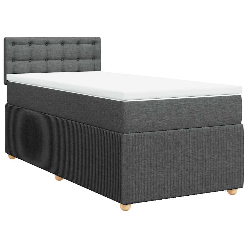 Κρεβάτι Boxspring με Στρώμα Σκούρο Γκρι 90x190 εκ. Υφασμάτινο - Pakobazaar