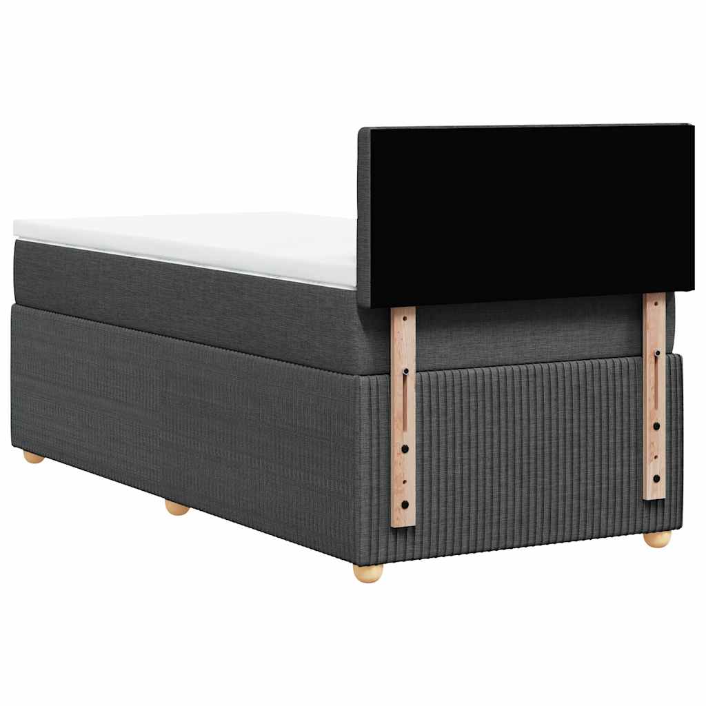 Κρεβάτι Boxspring με Στρώμα Σκούρο Γκρι 90x190 εκ. Υφασμάτινο - Pakobazaar
